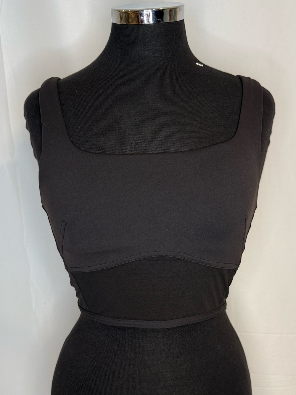 Lululemon Wunder Train Mesh Panel Tank Top Black Size 6 Cropped Built-in Bra